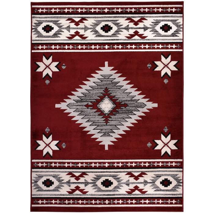 Millwood Pines Henegar Southwestern Red Area Rug Wayfair